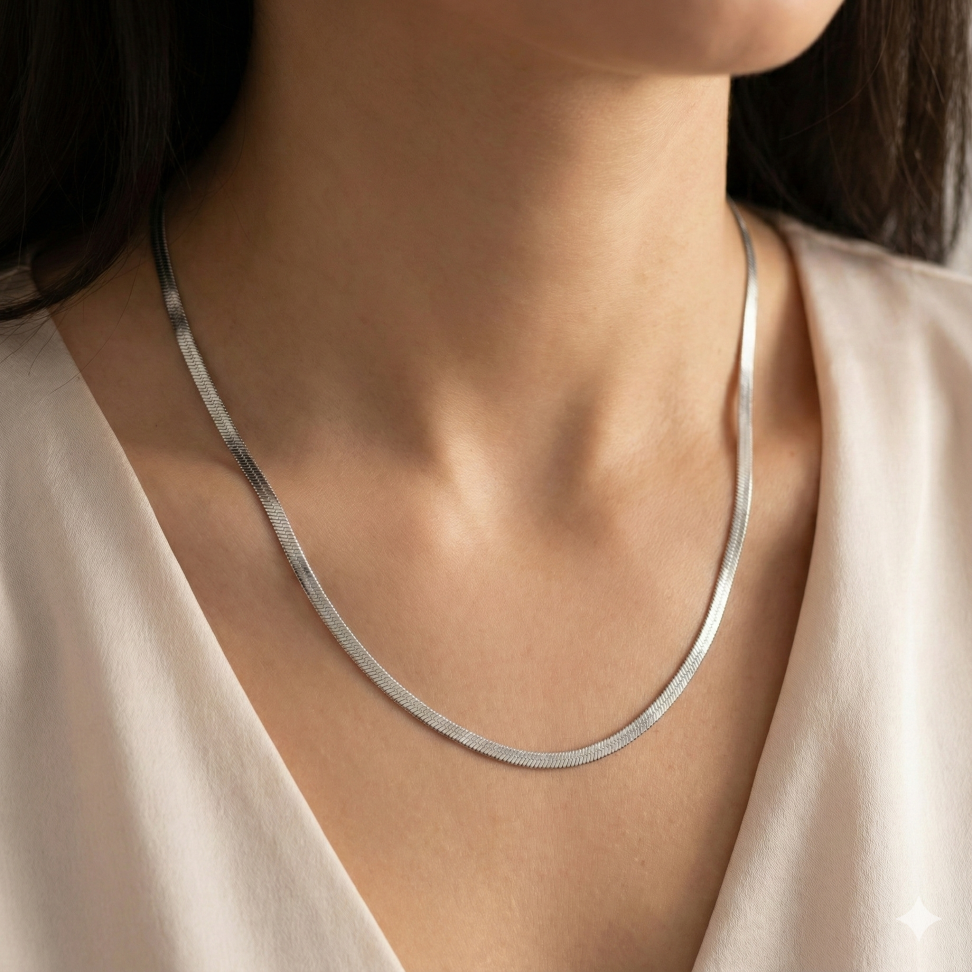 Colar fita ródio 60 cm - #1