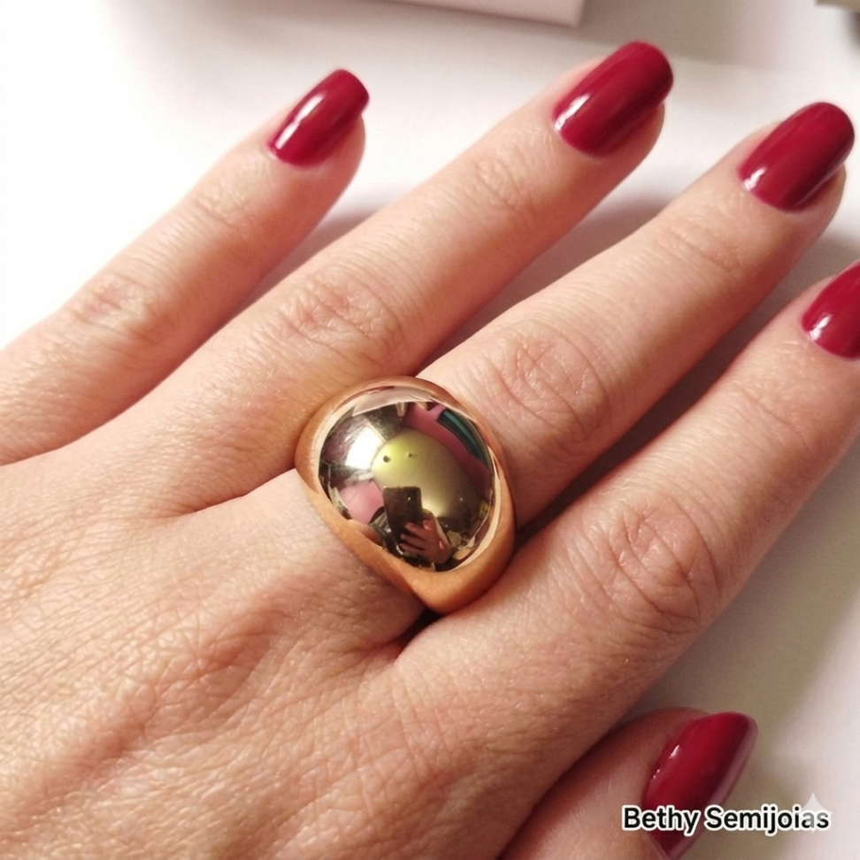 Anel grosso liso folheado a ouro tam 20 - #2