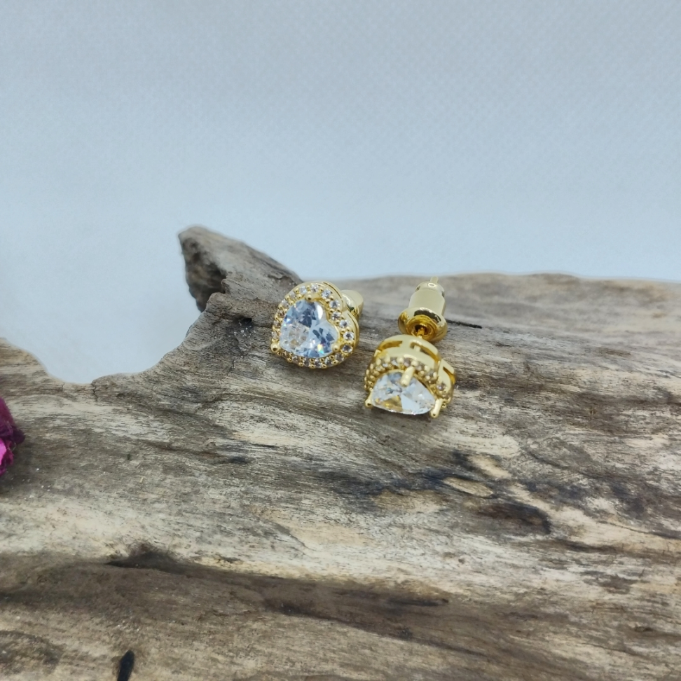 Brincos coracao zircônia com detalhes cravejados - #5