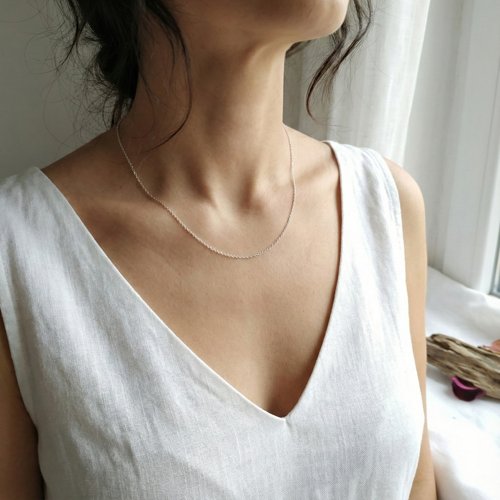 Corrente elos pequenos prata 40 cm - #2