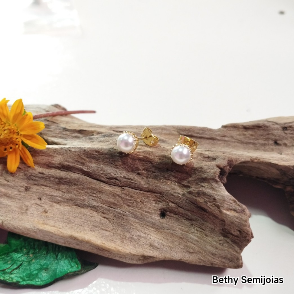 Brinco Pérola Shell com detalhes - #1