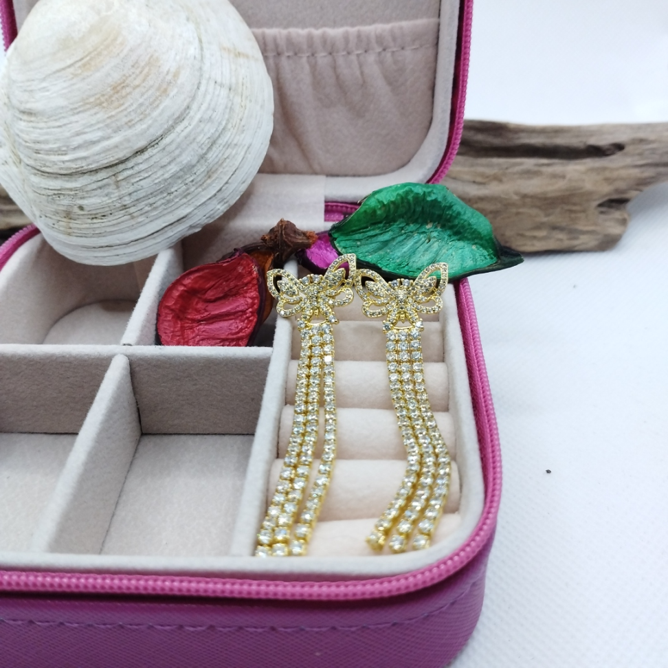 Brinco Borboleta franja zirconia - #2