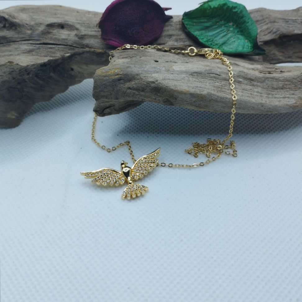 Colar Espirito Santo Folheado a ouro e zircônias - #3