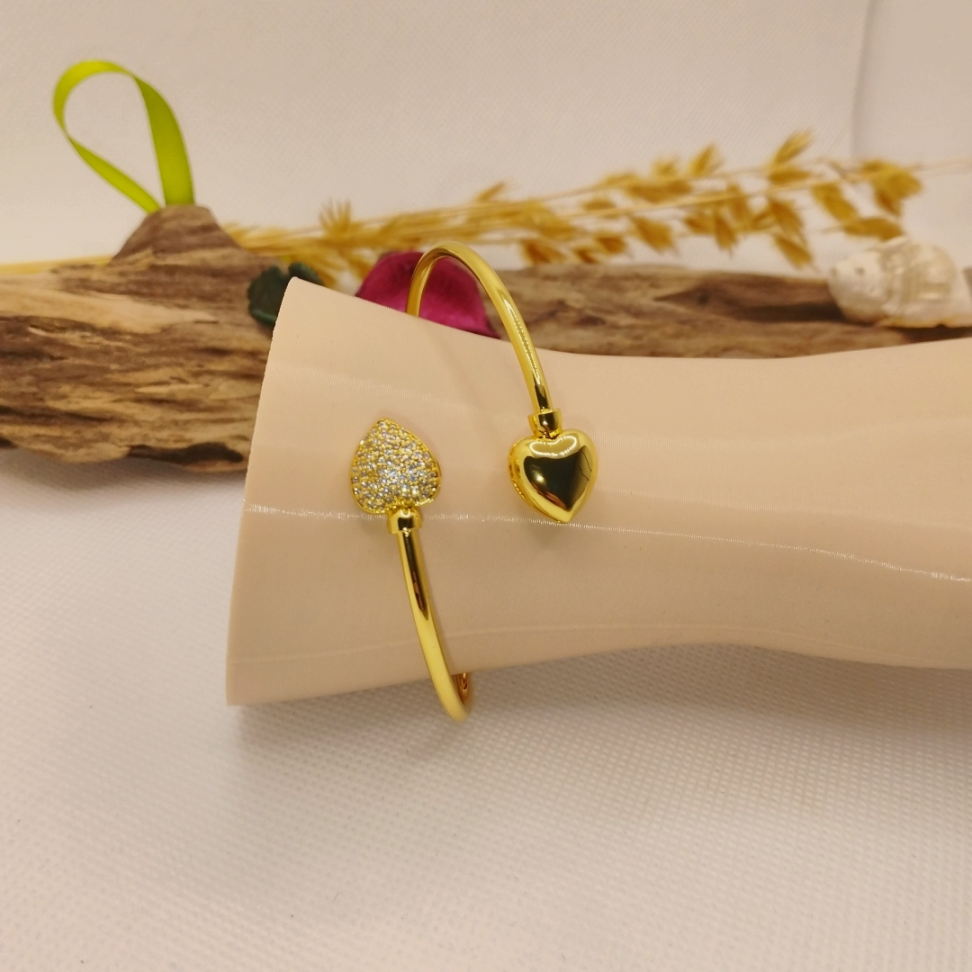 Bracelete duo coração cravejado - #2