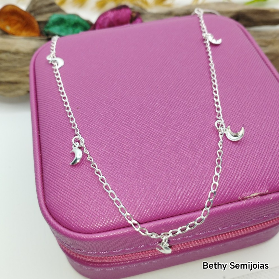 Tornozeleira pingente lua prata 925 - #3