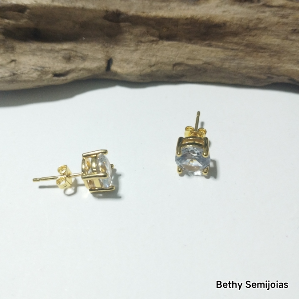 Brinco solitário folheado a ouro 8 mm - #3