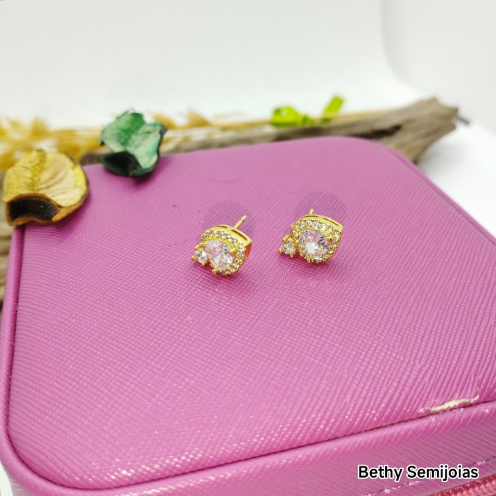 Brinco coração pedra zircônia - #4