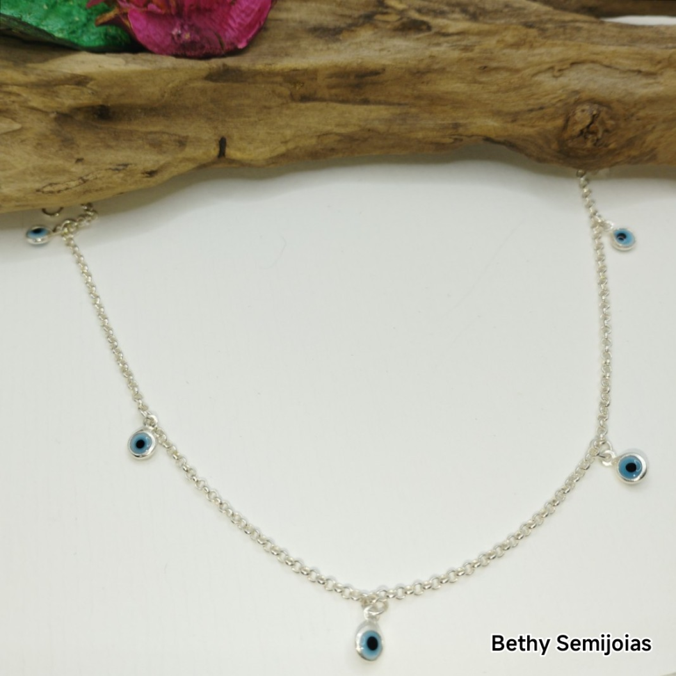 Tornozeleira pingentes olho grego prata 925 - #3