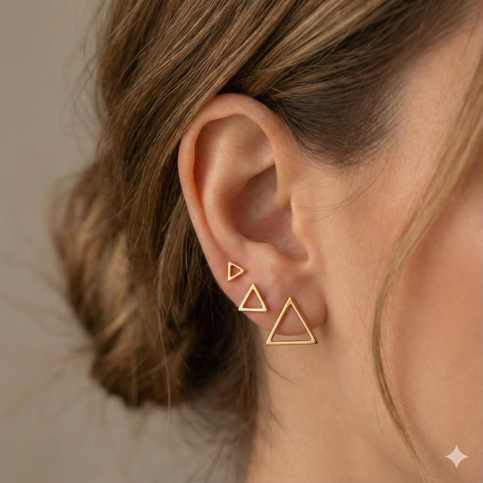 Trio de brincos triângulo vazado - #1