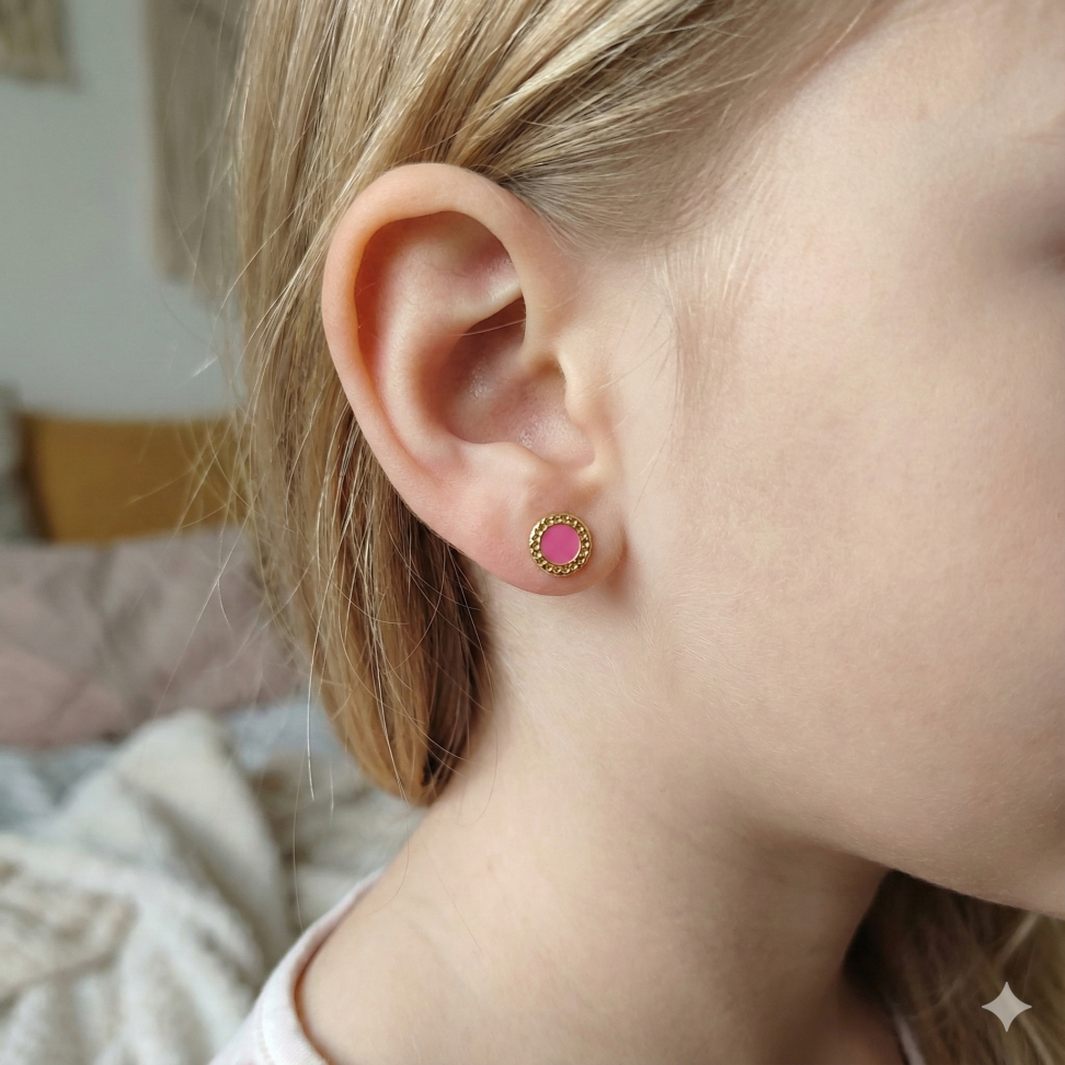 Brinco circulo rosa infantil - #2