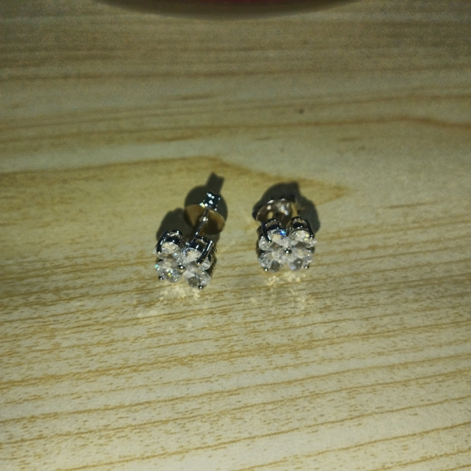 Brinco em ródio flor de zircônia - #3