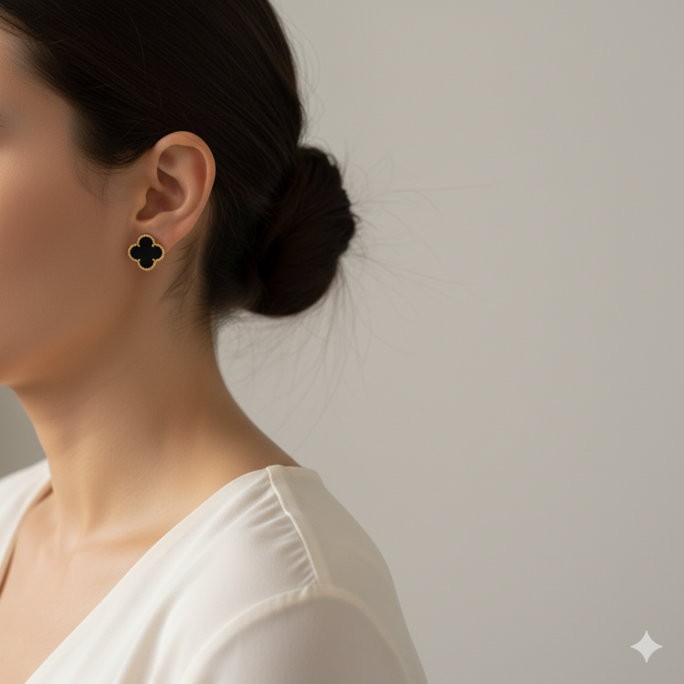 Brincos trevos com pedra Agata - #2