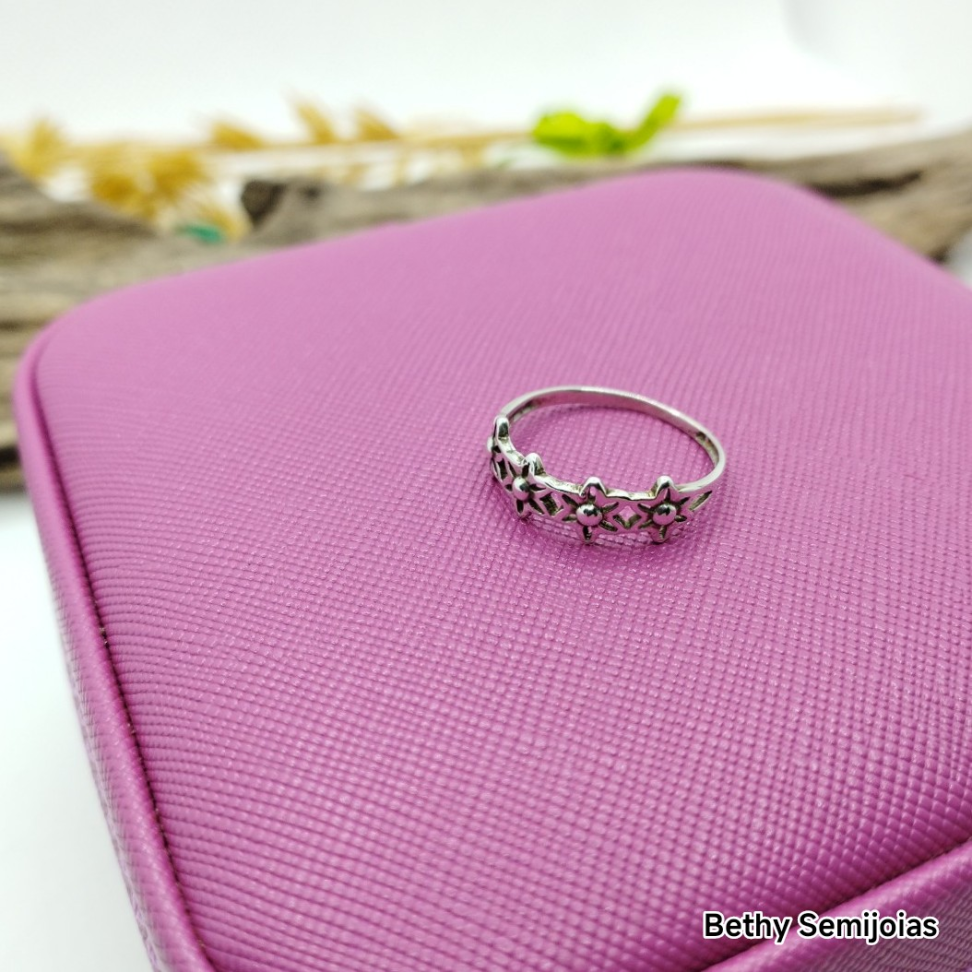 Anel prata Bali flor 17 - #1