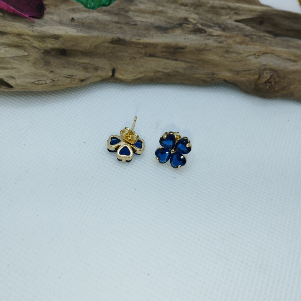Brinco trevo em cristal azul - #3