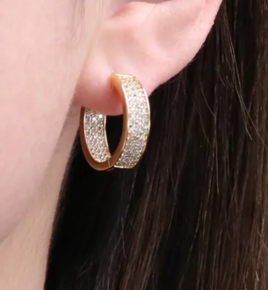 Argola 3 linhas cravejadas zirconias interna - #3