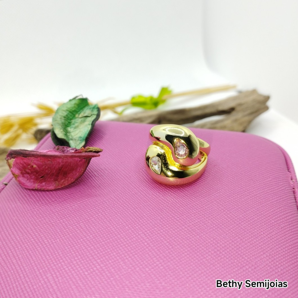 Anel gotas cristal rosa - #3