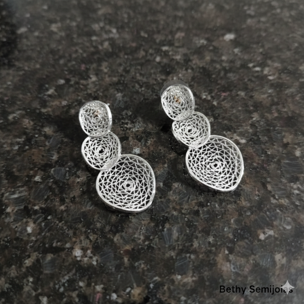 Brinco ródio vazado - #1