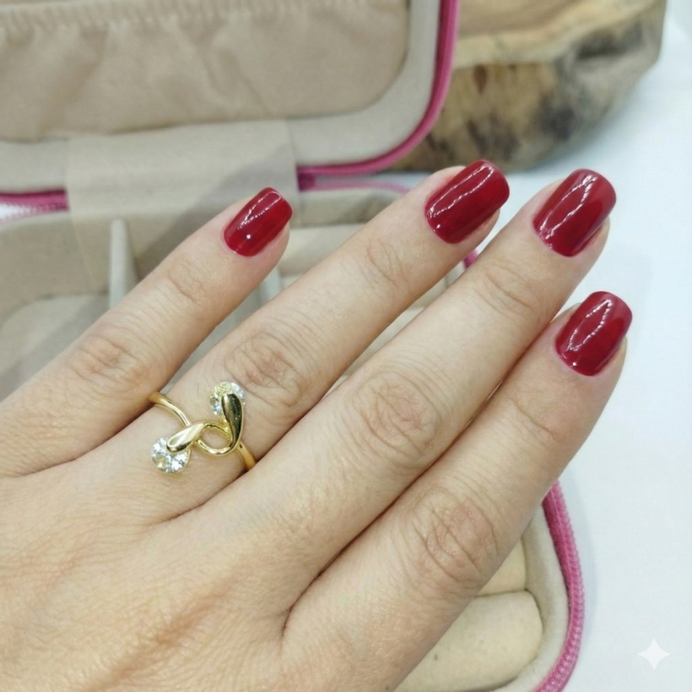 Anel zircônias curvadas folheado - #1