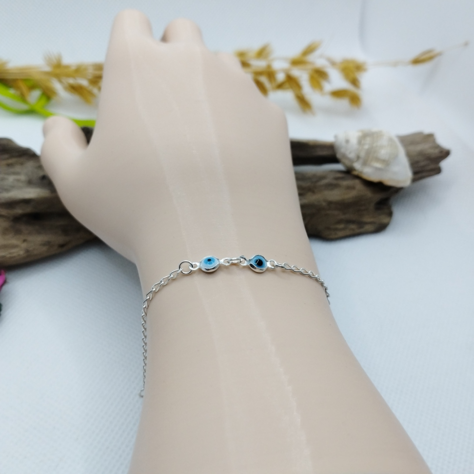 Pulseira de prata infantil olho grego - #3
