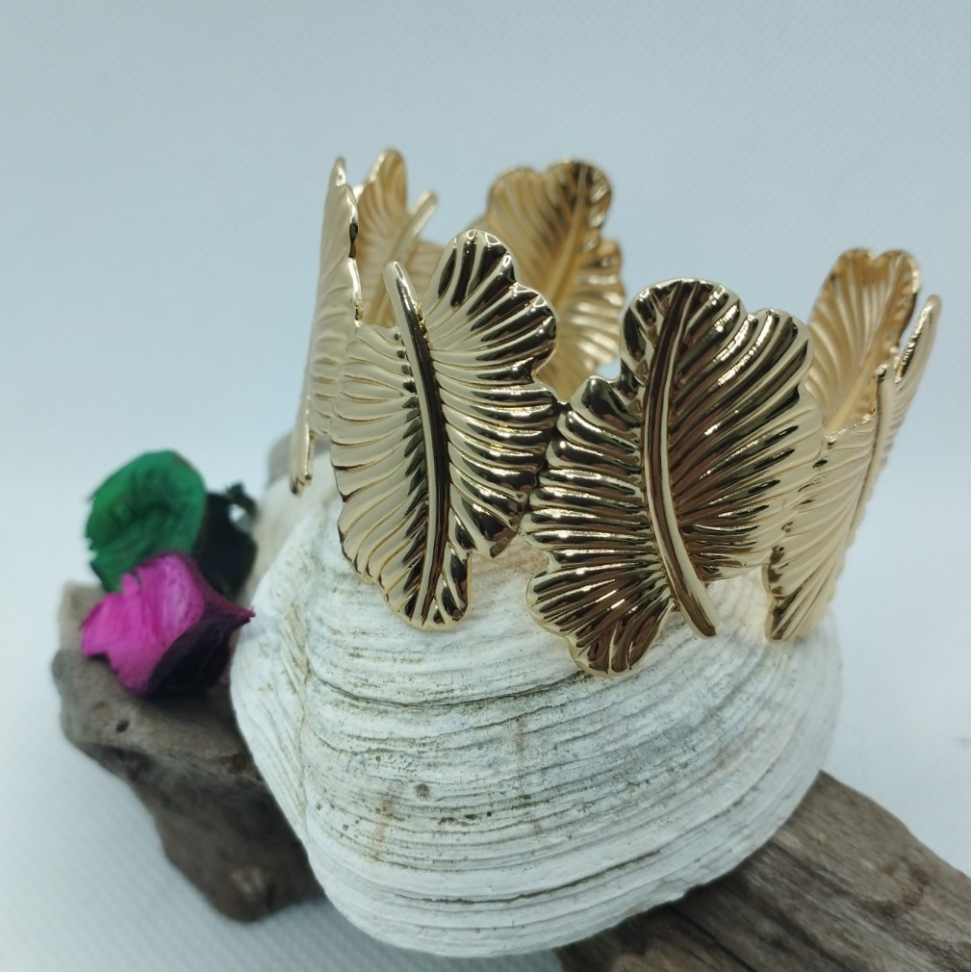 Bracelete Folhas folheado a ouro - #2