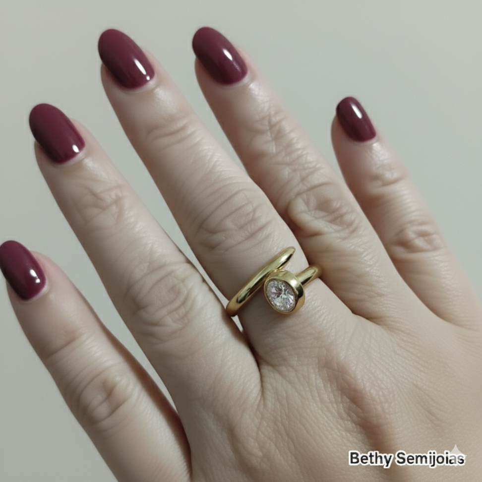 Anel prego com zircônia na ponta - #2