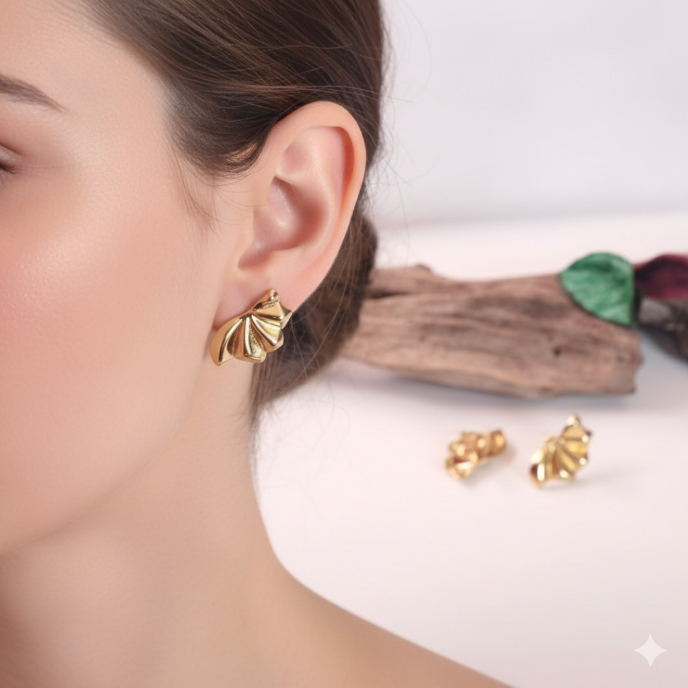 Brinco meia flor folheado - #2