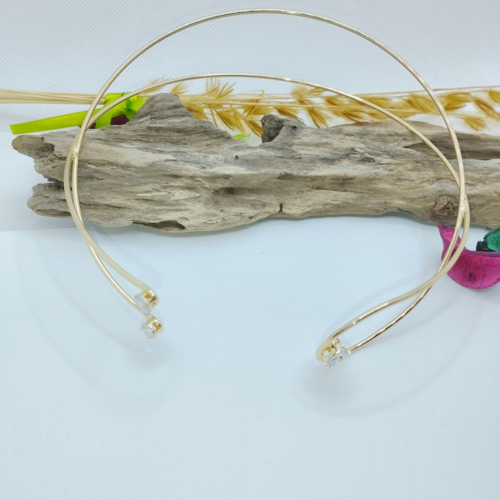 Colar aro duplo com zircônias frontal - #3