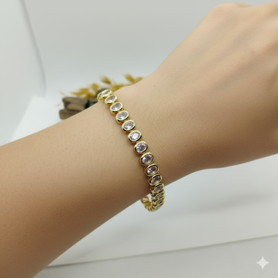 Pulseira em zircônia cravação inglesa oval - #1