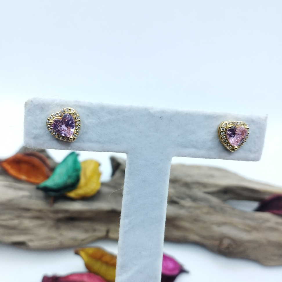 Brinco zirconia rosa cravejado de zircônias - #4