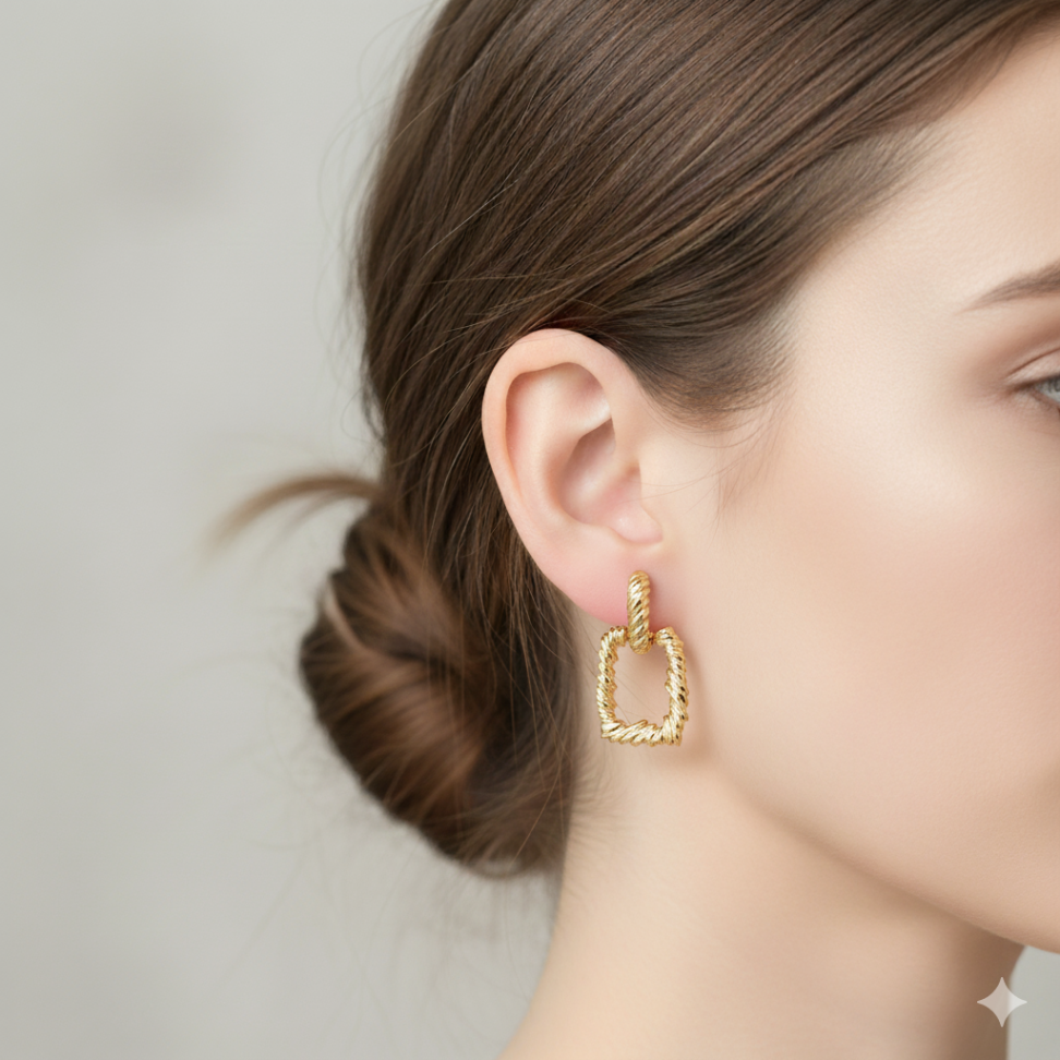 Brinco Quadrado Trançado - #2