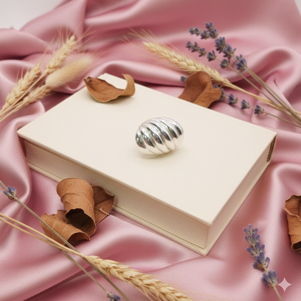 Anel prata ondas grosso - #3