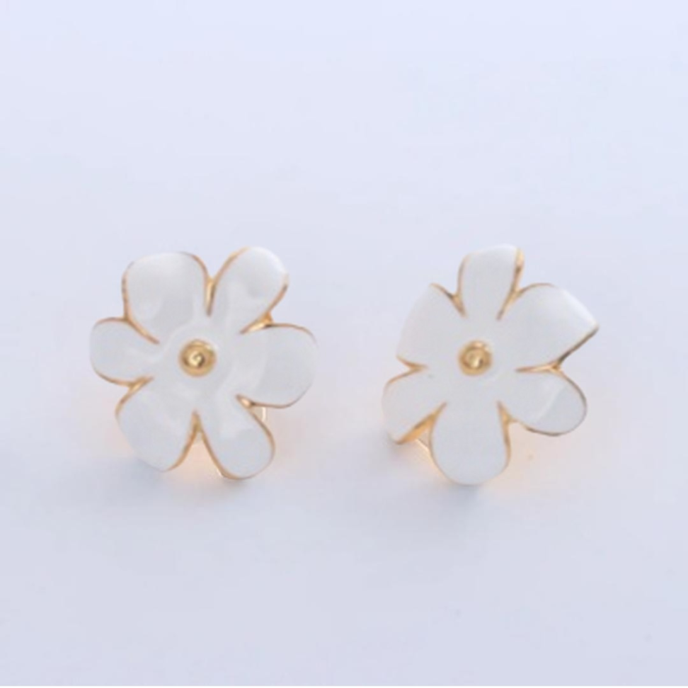 Brincos Flor e Estilo esmaltado branco - #5