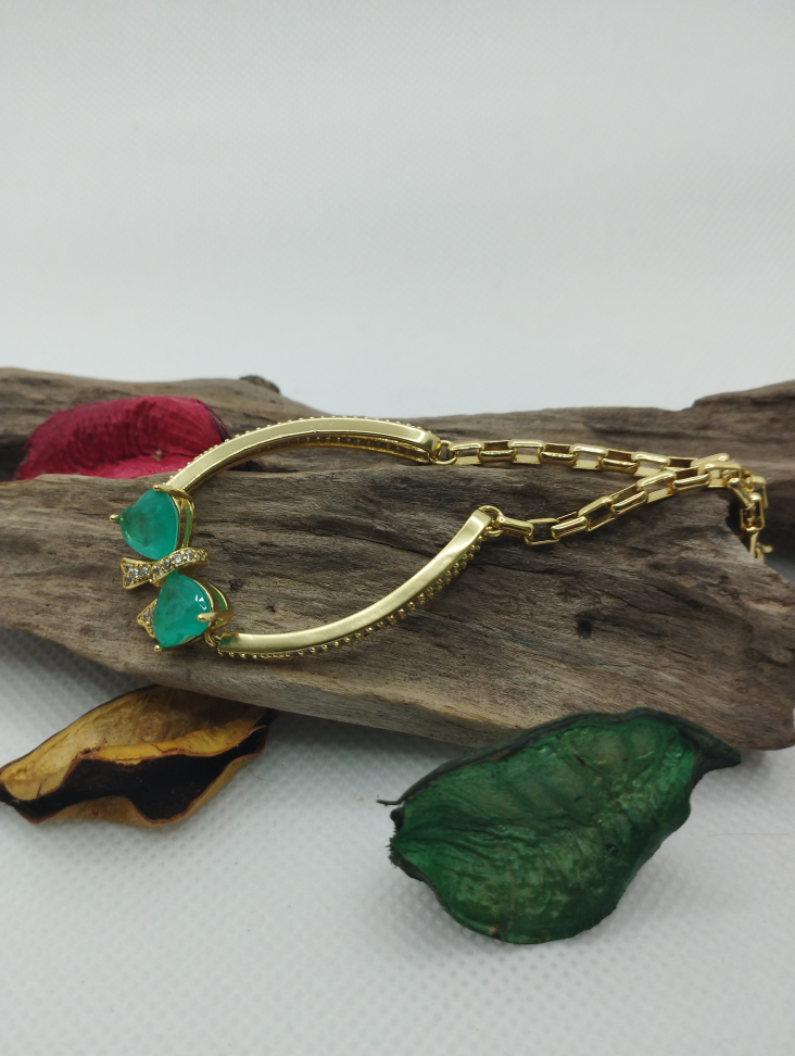 Pulseira Laço Coração Fusion verde cravejada de zircônias - #2
