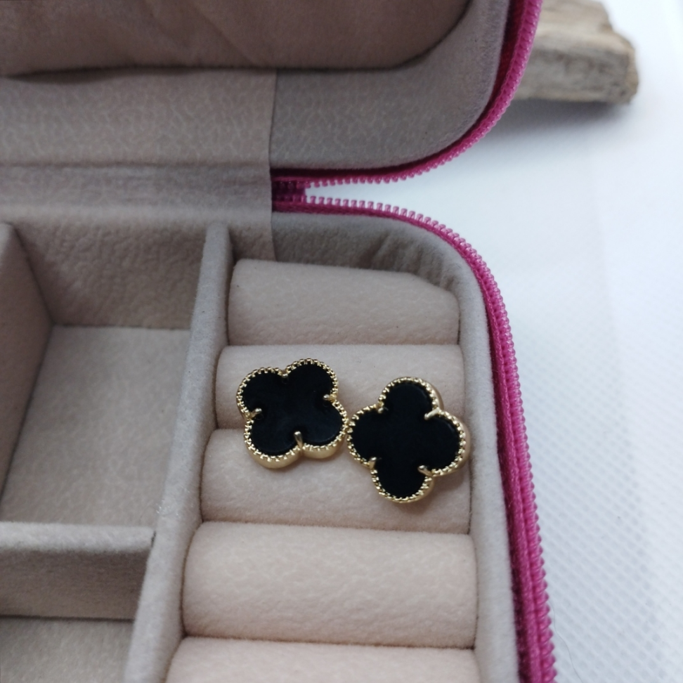 Brincos trevos com pedra Agata - #3