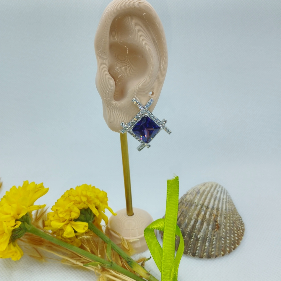 Brinco Quadrado cristal lilás - #2