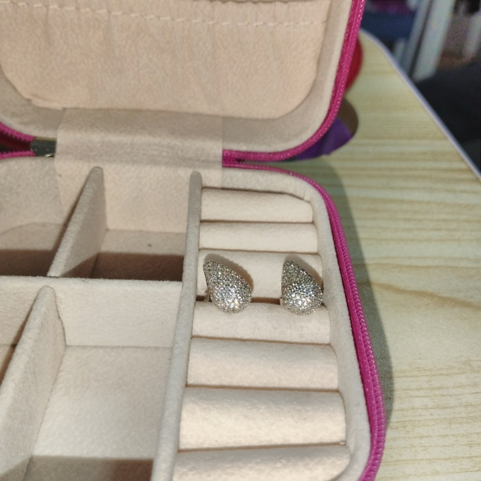 Brinco Gota Cravejada ródio - #4