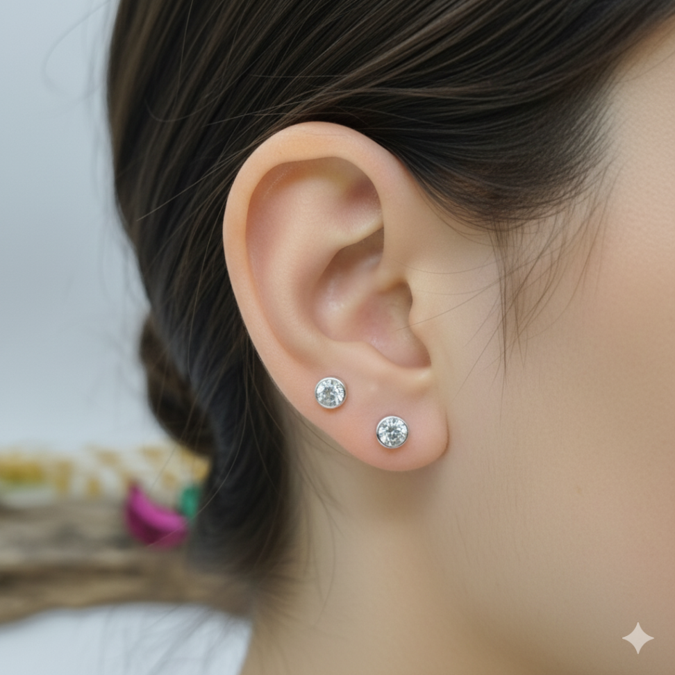 Brinco segundo furo zircônia cravação inglesa - #2