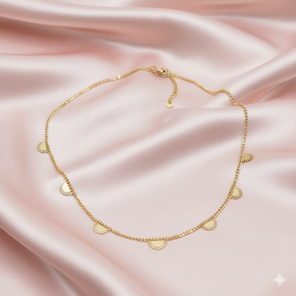 Colar elos delicados e meia concha brilhante - #3