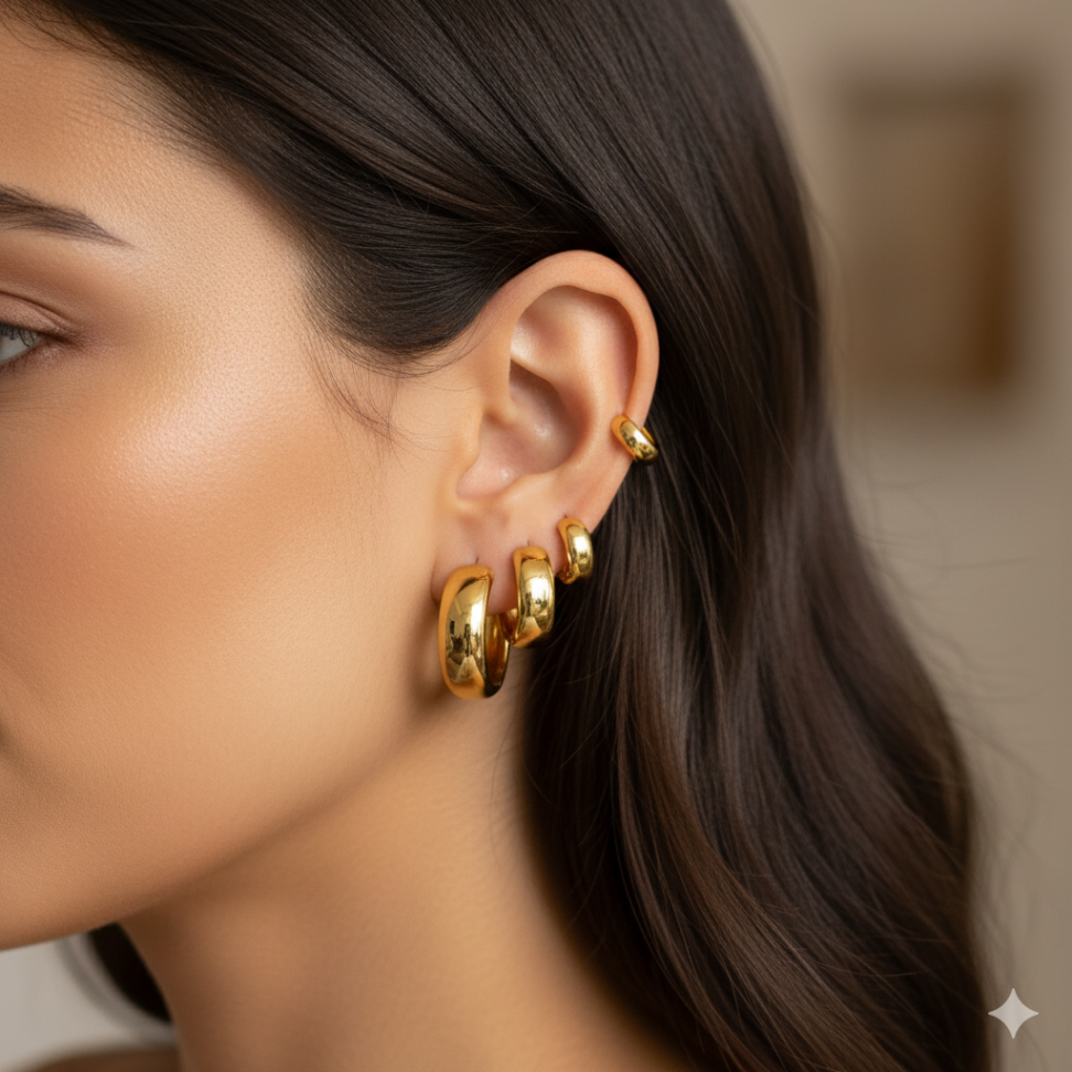 Trio argolas grossas lisas - #3