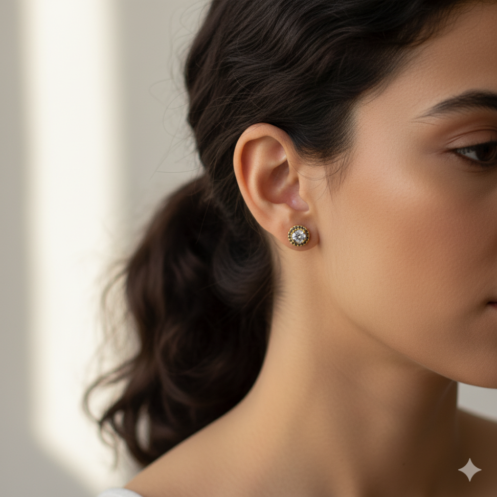 Brinco zircônia cravejado ao redor - #1