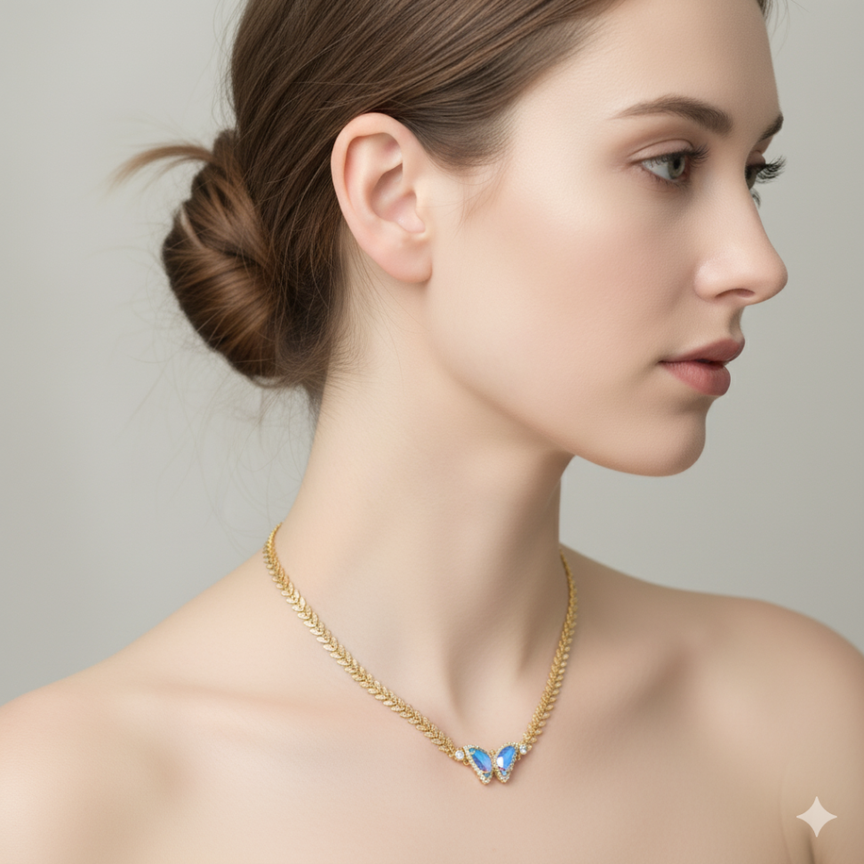 Chocker Borboleta pedra furta cor e zircônias - #2