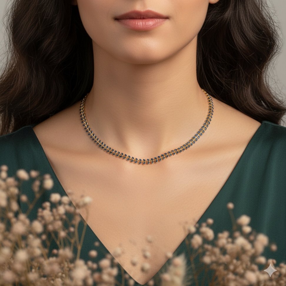 Chocker Folhas EsmaltadaS azul - #2