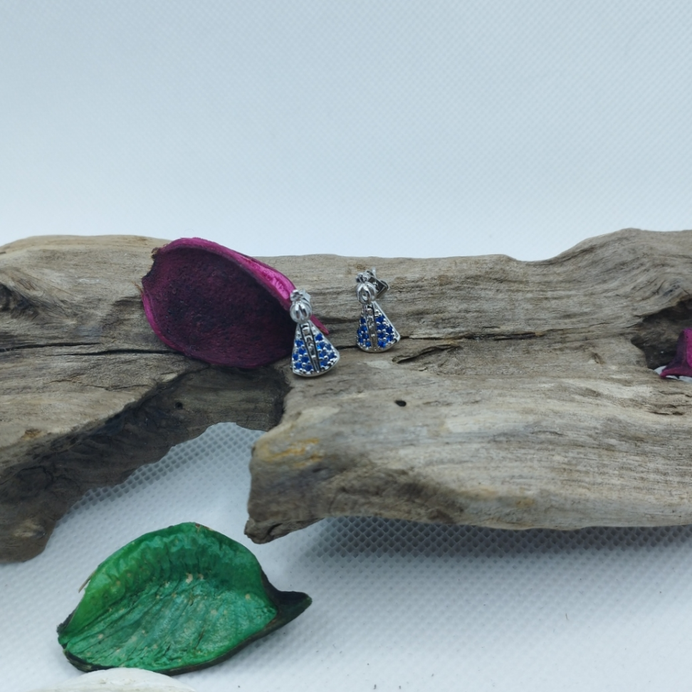 Brincos Nossa Senhora Aparecida Cravejados em zircônias azuis - #3