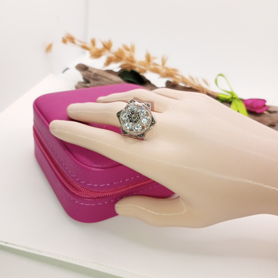 Anel prata zirconia e marcassita - #2