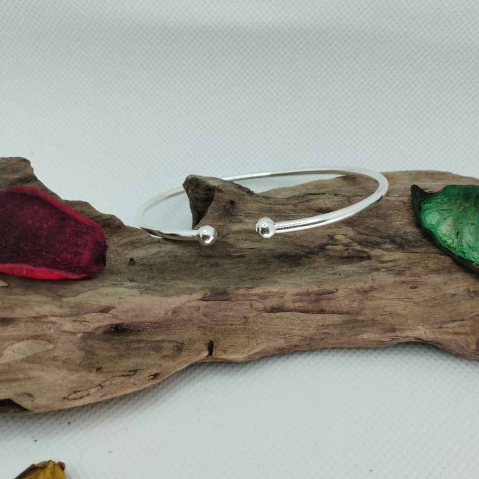 bracelete duas esferas centrais prata - #2