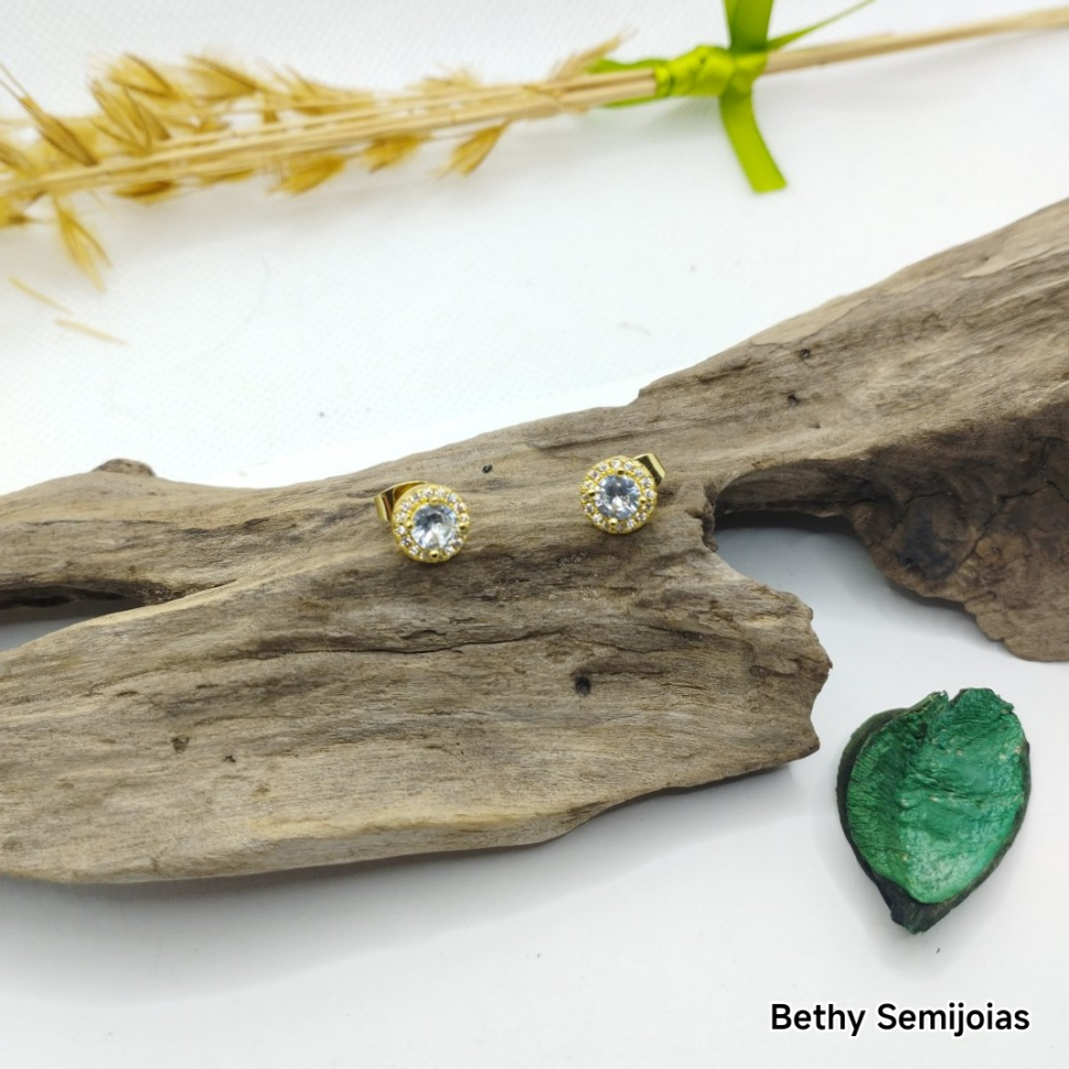 Brinco zircônia cravejado ao redor - #1