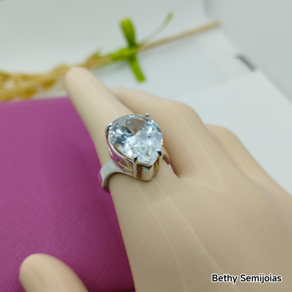 Anel gota grande de zircônia - #2