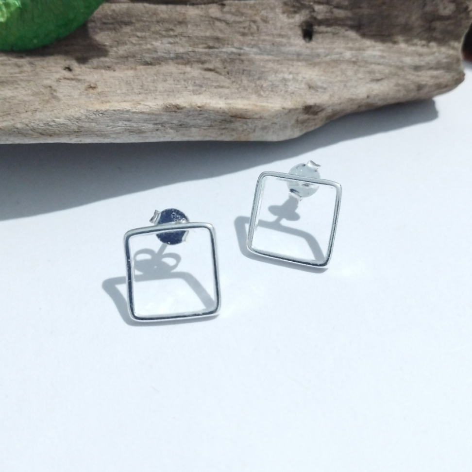 Brinco quadrado de frente prata - #2