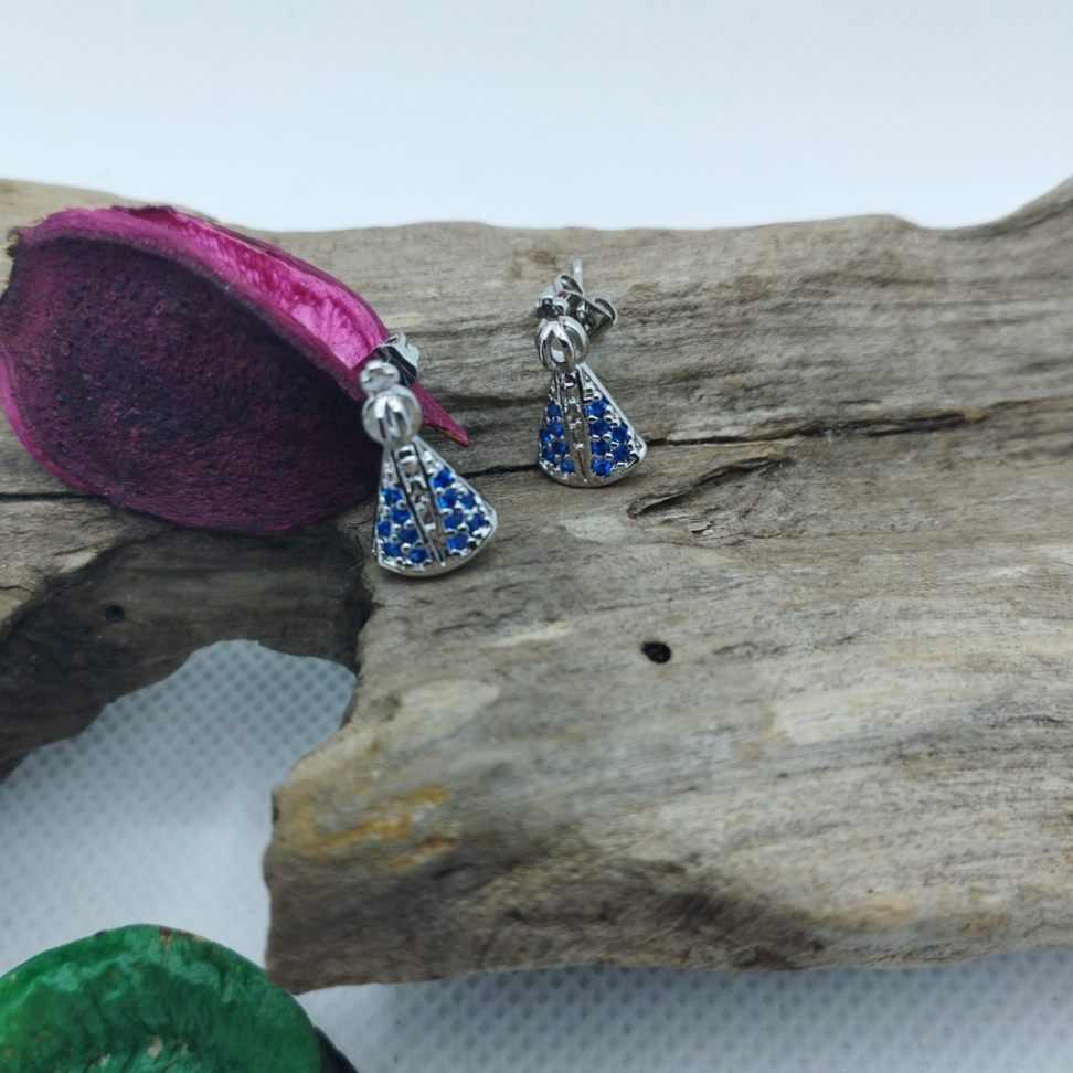 Brincos Nossa Senhora Aparecida Cravejados em zircônias azuis - #4