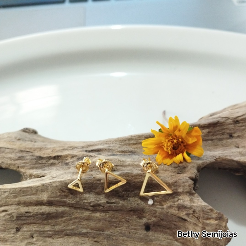 Trio de brincos triângulo vazado - #1